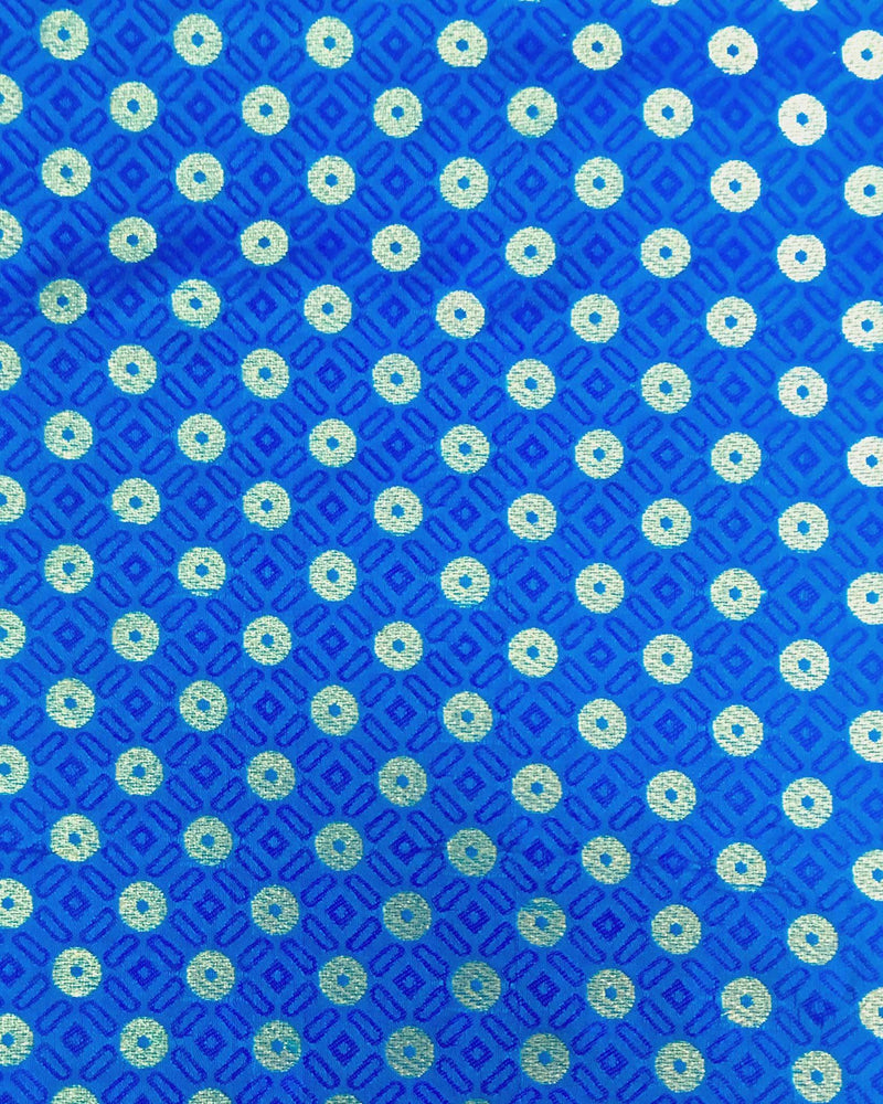 BLM-8948 - Blue & Gold Pure Banarasi Silk Un-Stitched Blouse Fabric