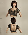 BLMSO-2151 - Black & Gold Pure Dupion Silk Designer Blouse