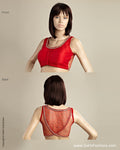 BLMSO-6553 - Red & Gold Pure Dupion Silk Designer Blouse