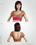 BLN-23267 - Pink & Gold Pure Silk Blouse