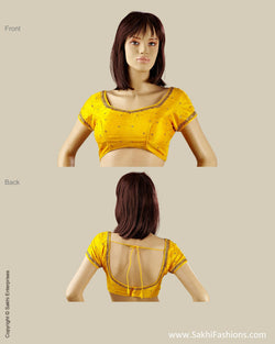 BLO-12905 - Yellow Pure Silk Blouse