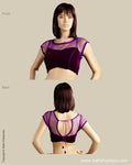 BLO-12918 - Purple &  Velvet Blouse