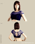 BLO-12919 - Blue &  Velvet Blouse