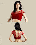 BLO-12923 - Red &  Velvet Blouse