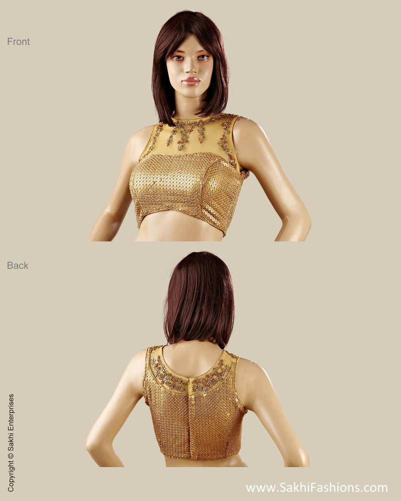 BLO-13983 - Beige & Beige Pure Silk Blouse