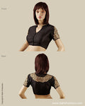 BLO-14503 - Black & Gold Pure Silk Blouse