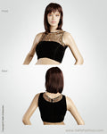 BLO-6551 - Black & Gold Pure Velvet Blouse