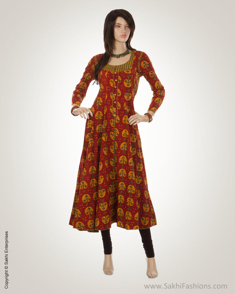 MSN-26164 - Maroon & Multi Anarkali Top