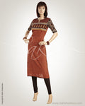 CDMSO-7267 - Brown & Multi Pure Cotton Kurta Top