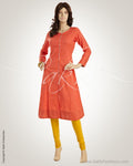 CDMSO-7281 - Peach & Multi Pure Cotton Kurta Top