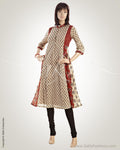 CDO-10204 - Beige & Red Pure Cotton Ajrakhmul