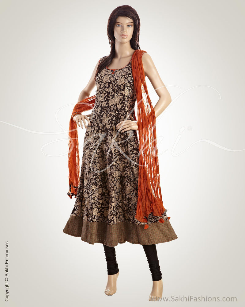 CDO-10206 - Black & Orange Pure Cotton Salwar