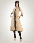 CDO-13882 - Beige & Black Pure Cotton Chudidhar