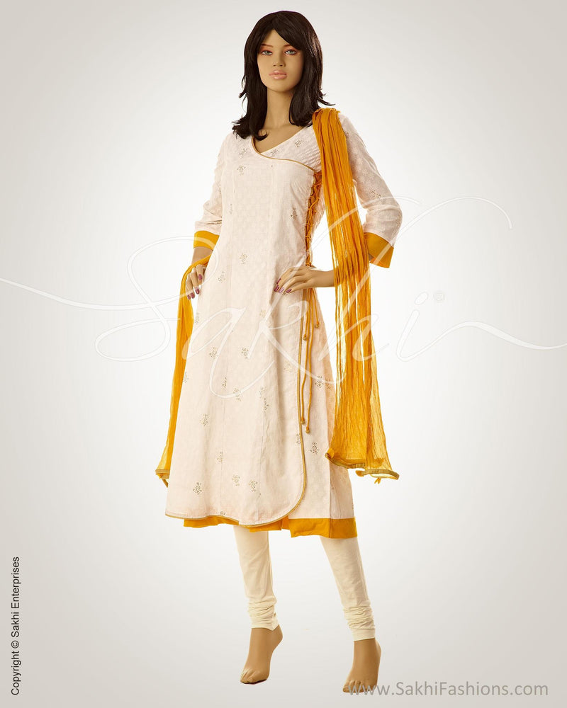 CDO-14537 - White & Yellow Pure Cotton Salwar