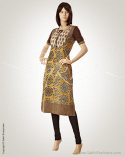 CDO-14548 - Mustard & Multi Pure Cotton Kurta