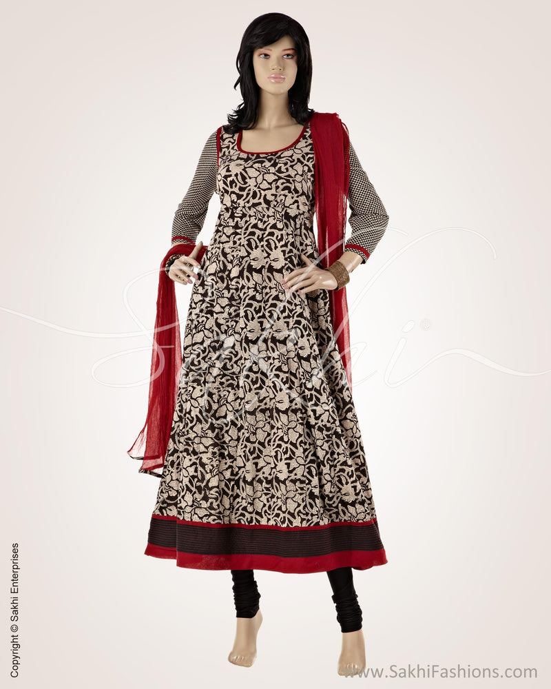 CDO-15932 - Black & Maroon Pure Cotton Top