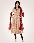 CDO-15983 - Beige & Maroon Pure Cotton Top
