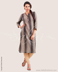 CDO-2225 - Beige & Black Pure Cotton Kurtha