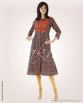 CDO-22306 - Grey & Multi Pure Cotton Kurthi