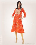 CDO-22311 - Orange & Beige Pure Cotton Kurthi