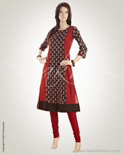 CDO-7210 - Black & Red Pure Cotton Salwar