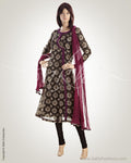 CDO-7220 - Black & Purple Pure Cotton Anarkali