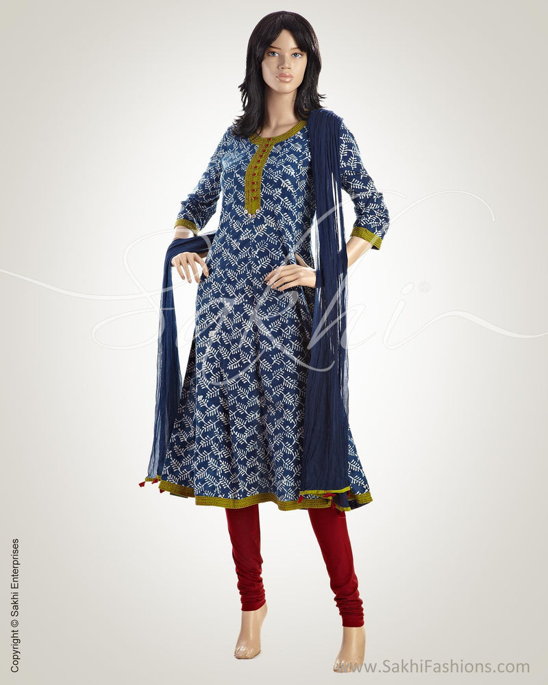 CDO-7223 - Blue & Green Pure Cotton Kurta