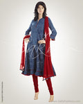 CDO-7275 - Blue & Red Pure Cotton Salwar