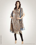 CDO-7349 - Brown & Multi Pure Tussar silk Chudidhar
