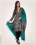 CDO-7361 - Grey & Brown Pure Tussar silk Chudidhar