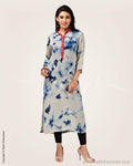 CDP-10354 - Blue & white Silk Kurthi