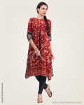 CDP-1364 - Black & Maroon Silk & Cotton Kurtha