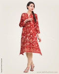 CDP-1367 - Maroon & Beige Silk & Cotton Kurtha