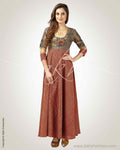 CDP-24135 - Maroon & Grey Pure Cotton Kurtha