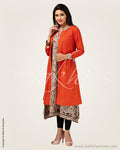 CDP-5382 - Orange & beige pure Cotton Jacket