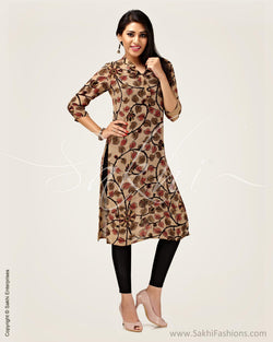 CDP-5966 - Beige & Multi Faux Georgette Top