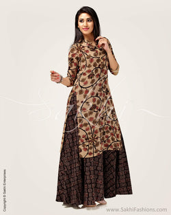 CDP-5966P - Black & Brown Pure Cotton Top and Dress