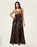 CDP-5967 - Black & Brown Pure Cotton Dress
