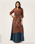 CDP-6541P - Blue & Multi Pure Cotton Top and Dress