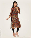 CDP-6542 - Maroon & Multi Faux Georgette Kurthi