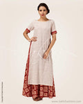 CDP-7807 - cream & Red Khadi Cotton Kurthi
