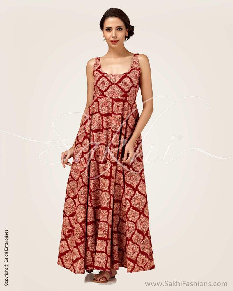 CDP-7808 - Red & Beige Pure Cotton Indowestern