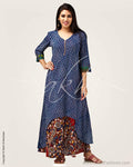 CDP-9208 - Blue & multi pure Cotton Kurthi