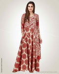 CDQ-14616 - Red & Cream Pure Silk Jacket