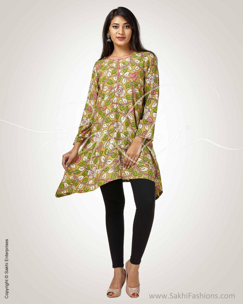 CDQ-8148 - Yellow & Multi Silk& Cotton Kurtha