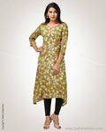 CDQ-8149 - Yellow & Multi Silk& Cotton Kurtha