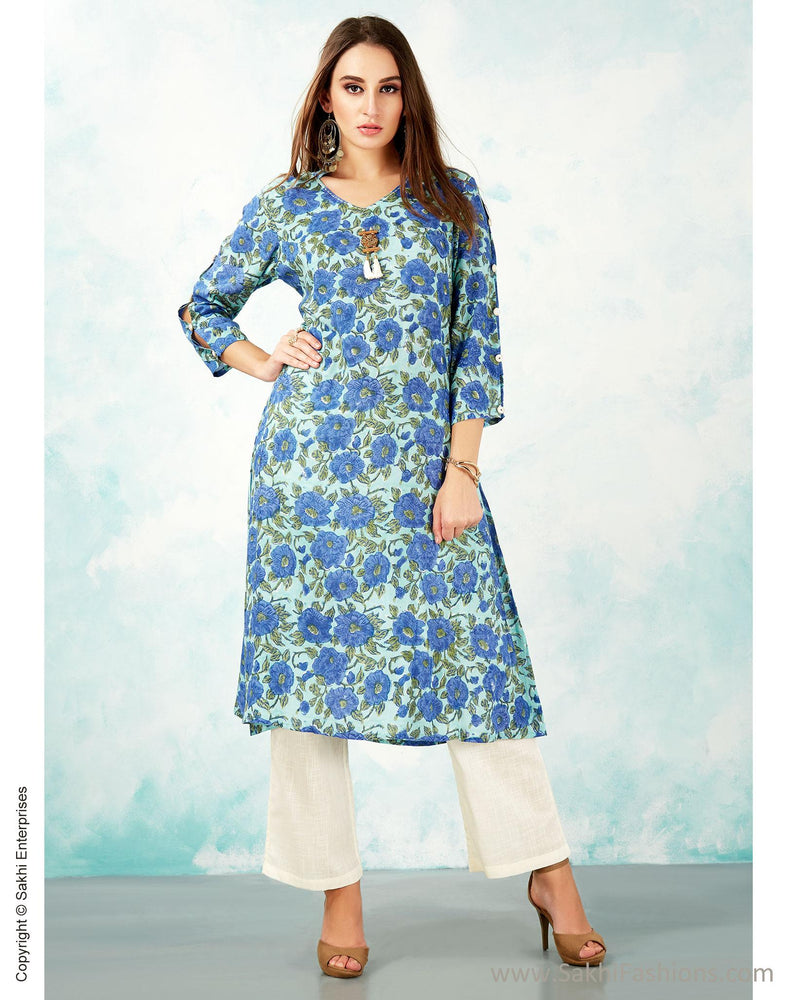CDS-16078 - Blue &  Pure Cotton Dress