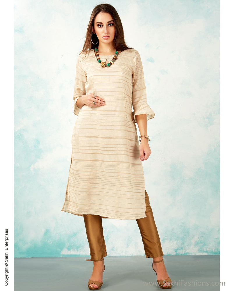 CDS-16082 - Beige &  Pure Cotton Dress