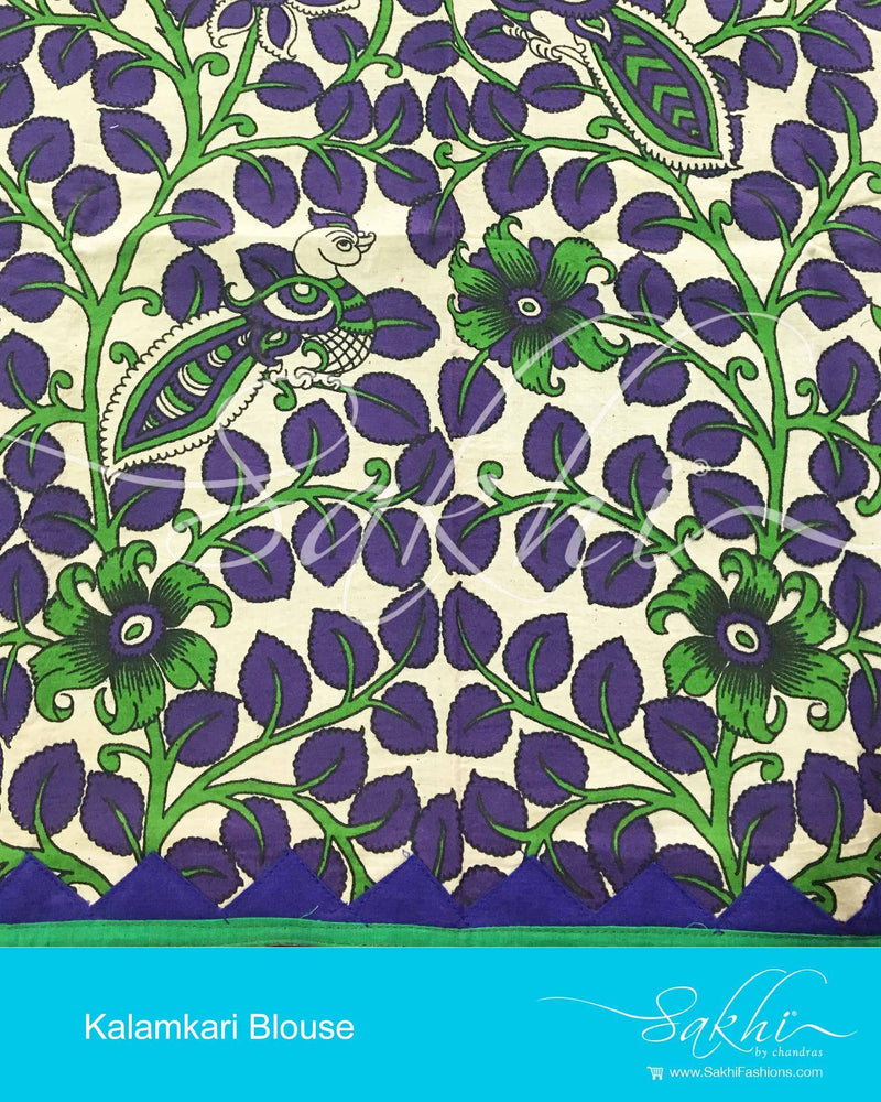 DPBL-18317 - Purple & Green Pure Cotton Blouse