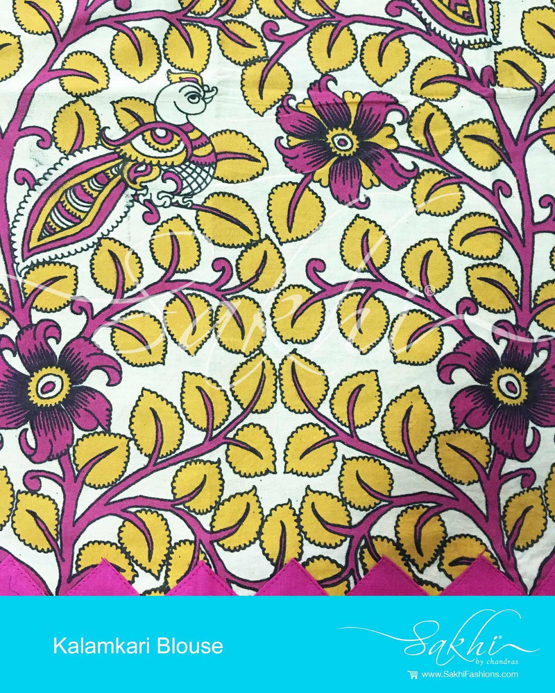 DPBL-18319 - Yellow & Pink Pure Cotton Blouse